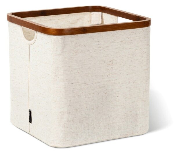 Кремава текстилна кутия за съхранение 30x30x30 cm Bamboo/Linen Cube – Bigso