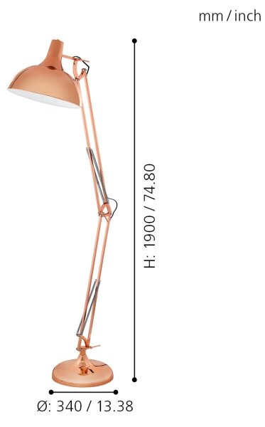 Eglo 94705 - Стояща лампа BORGILLIO 1xE27/60W/230V
