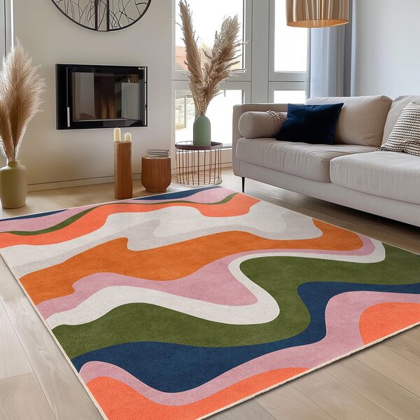Оранжев килим подходящ за пране 60x100 cm Squiggly Orange – Mila Home