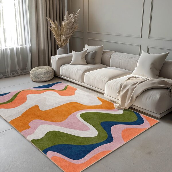 Оранжев килим подходящ за пране 60x100 cm Squiggly Orange – Mila Home