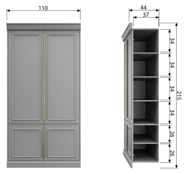 Светлосив гардероб от масивен бор 110x215x44 cm Organize – WOOOD