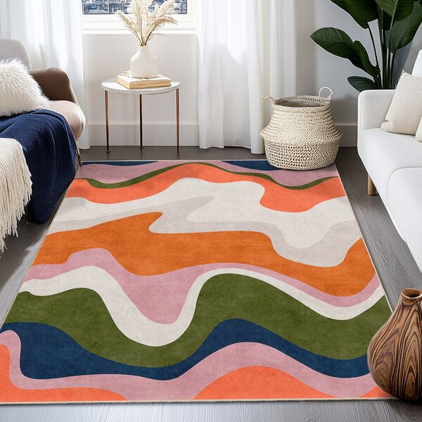 Оранжев килим подходящ за пране 60x100 cm Squiggly Orange – Mila Home