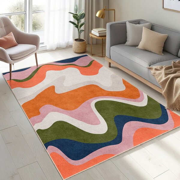 Оранжев килим подходящ за пране 60x100 cm Squiggly Orange – Mila Home