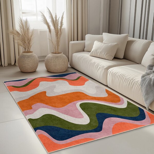 Оранжев килим подходящ за пране 60x100 cm Squiggly Orange – Mila Home