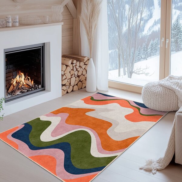 Оранжев килим подходящ за пране 60x100 cm Squiggly Orange – Mila Home