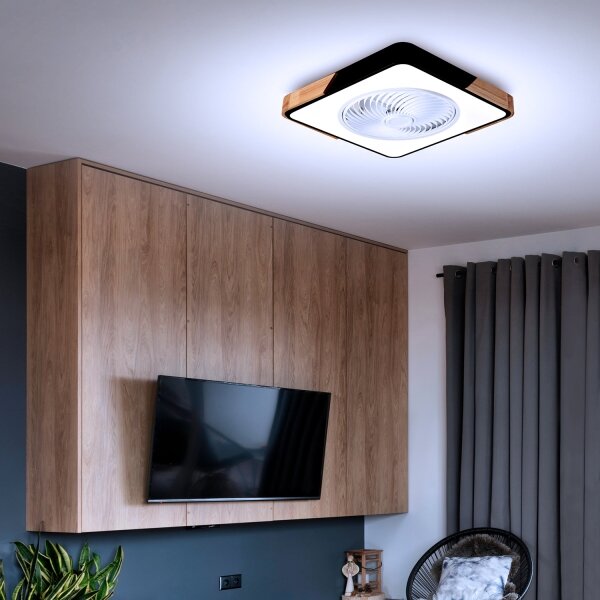 Brilagi LED осветително тяло с вентилатор 30W 230V 3000-6500K черно/дъб + DO