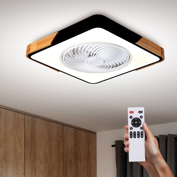 BRILAGI LED осветително тяло с вентилатор 30W 230V 3000-6500K черно/дъб + DO