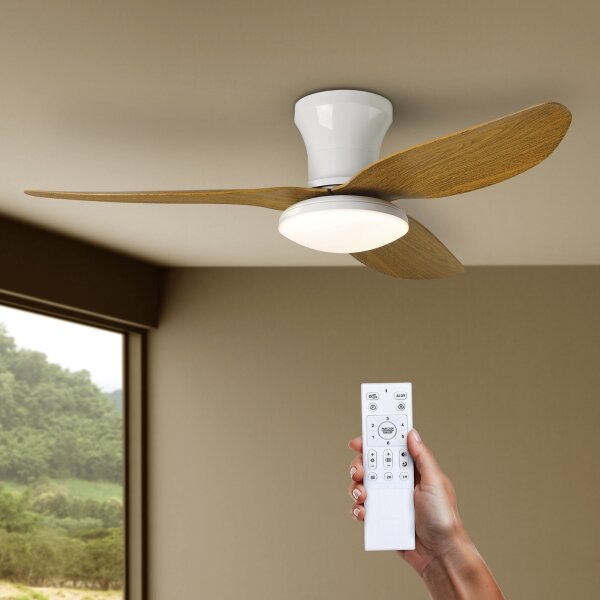 Brilagi-LED регулируем таванен вентилатор LED/30W/230V 3000-6500K бял/кафяв+DO