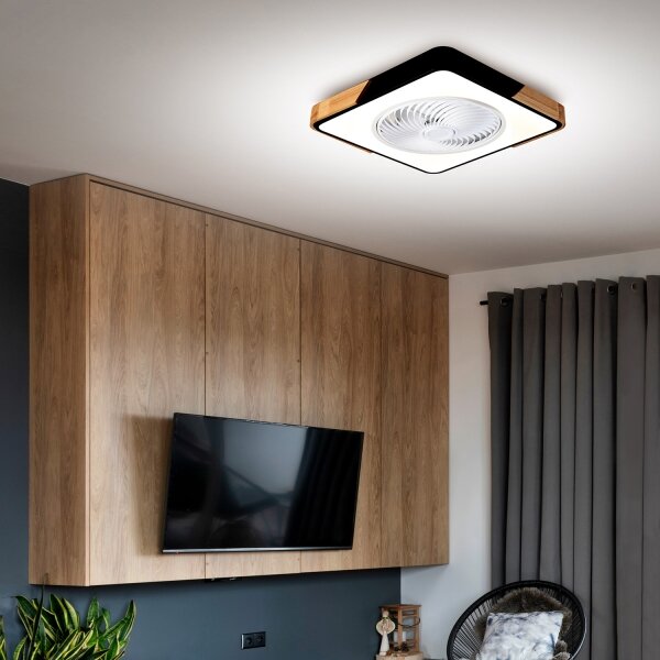 Brilagi LED осветително тяло с вентилатор 30W 230V 3000-6500K черно/дъб + DO