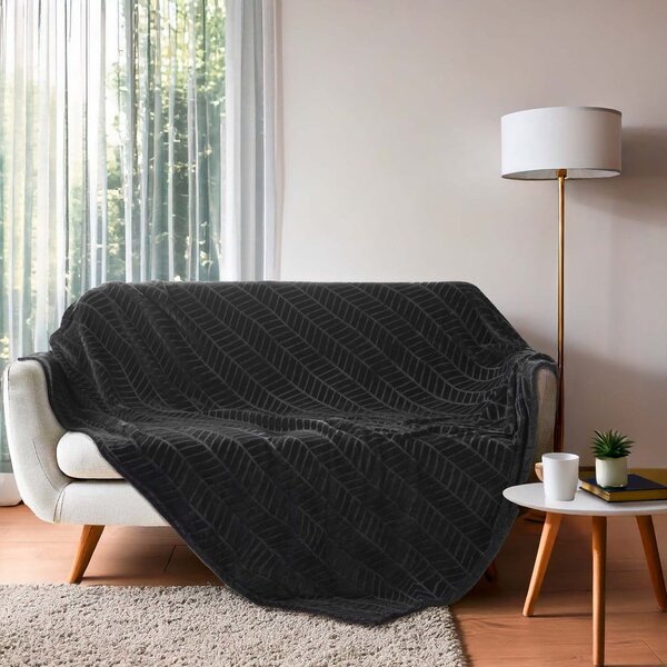 Черно покривало за легло от микрофланела 180x220 cm Arya – douceur d'intérieur