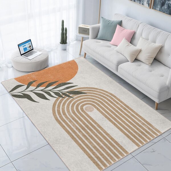 Кремав килим подходящ за пране 80x150 cm Dot Arch – Mila Home