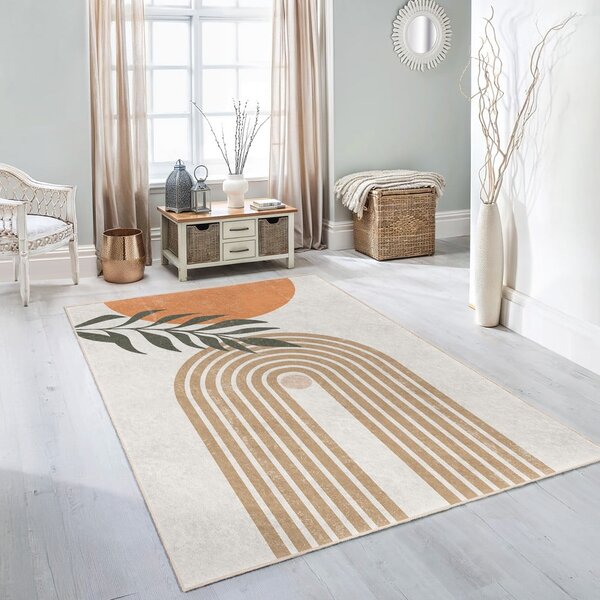 Кремав килим подходящ за пране 80x150 cm Dot Arch – Mila Home