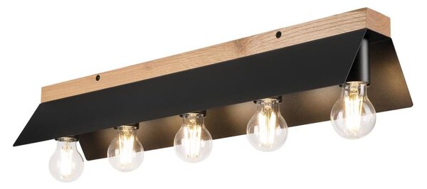 Плафон ESME 5xE27/15W/230V черен/дъб