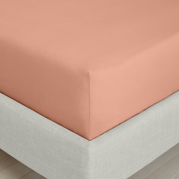 Теракотен еластичен чаршаф от памук перкал 90x190 cm Cotton Percale – Bianca