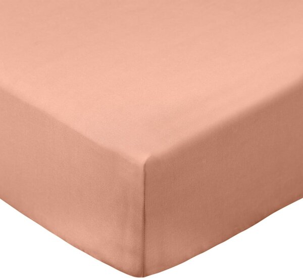 Теракотен еластичен чаршаф от памук перкал 90x190 cm Cotton Percale – Bianca