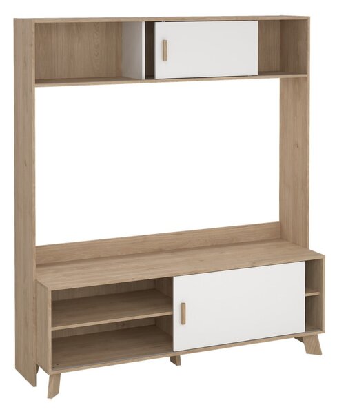 TV комплект от дъбов декор в бял и естествен цвят 159x181x48 cm Ikast – Tvilum