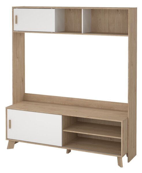 TV комплект от дъбов декор в бял и естествен цвят 159x181x48 cm Ikast – Tvilum