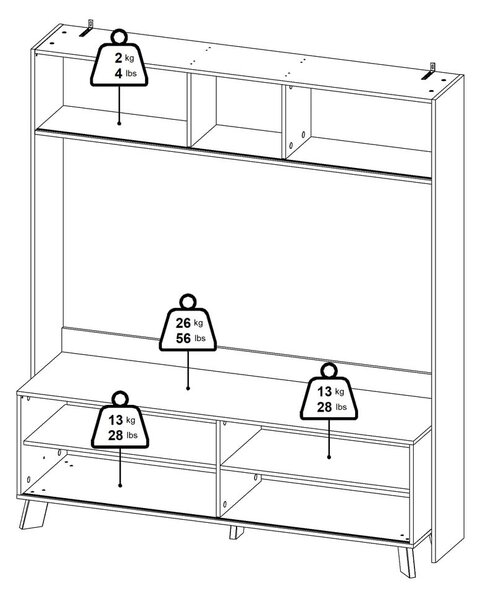 TV комплект от дъбов декор в бял и естествен цвят 159x181x48 cm Ikast – Tvilum