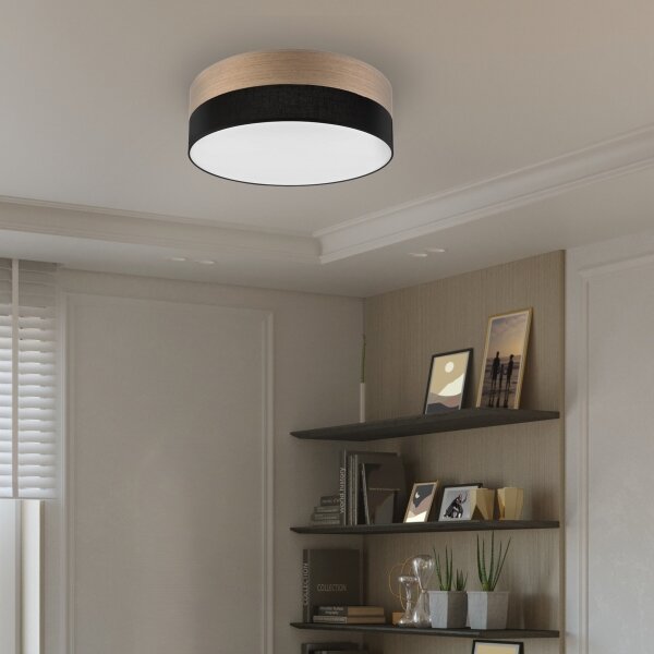 LED Плафониера SIRJA WOOD LED/36W/230V Ø 45 см черен/дъб