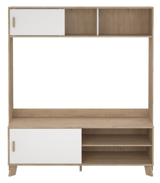 TV комплект от дъбов декор в бял и естествен цвят 159x181x48 cm Ikast – Tvilum