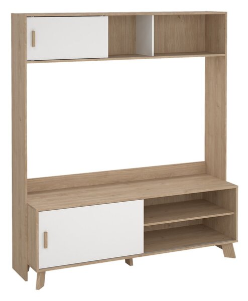 TV комплект от дъбов декор в бял и естествен цвят 159x181x48 cm Ikast – Tvilum