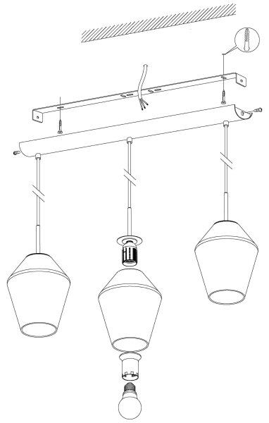 Eglo 96774 - Полилей на кабел MURMILLO 3xE27/28W/230V