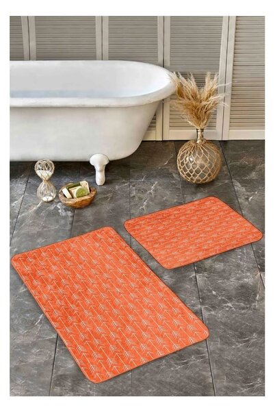 Теракотени кадифени килими за баня в комплект от 2 бр. 60x100 cm – Mila Home
