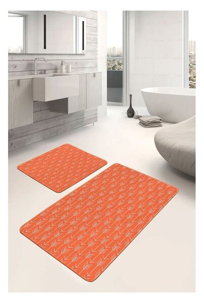 Теракотени кадифени килими за баня в комплект от 2 бр. 60x100 cm – Mila Home
