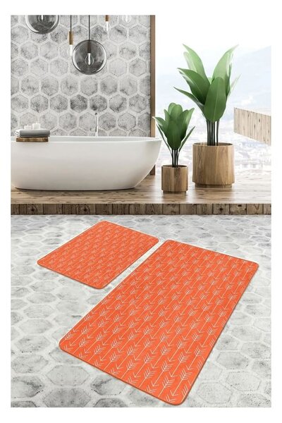 Теракотени кадифени килими за баня в комплект от 2 бр. 60x100 cm – Mila Home