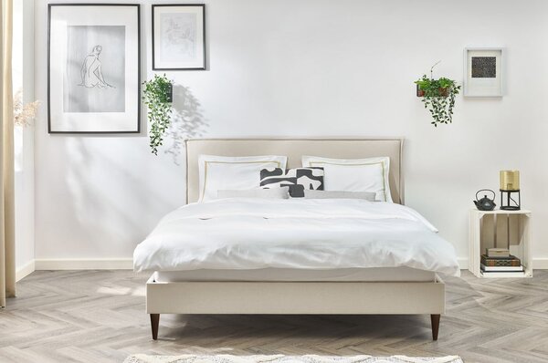 Бежово тапицирано двойно легло с решетка 180x200 cm Sary - Bobochic Paris
