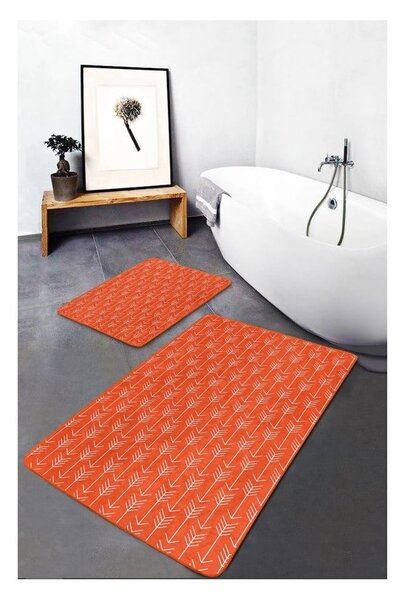 Теракотени кадифени килими за баня в комплект от 2 бр. 60x100 cm – Mila Home