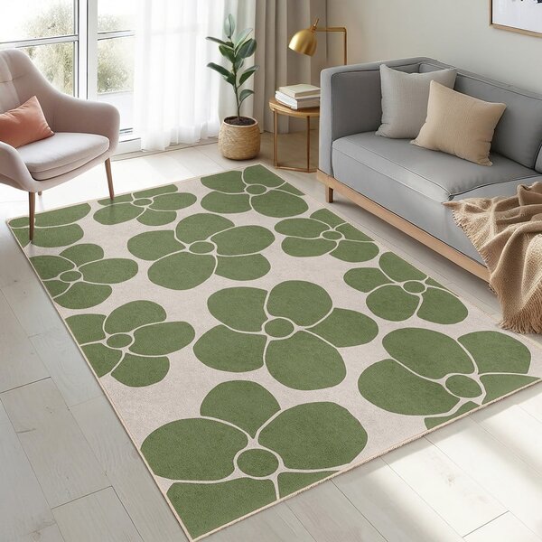 Зелен килим подходящ за пране 60x100 cm Green Meadow – Mila Home