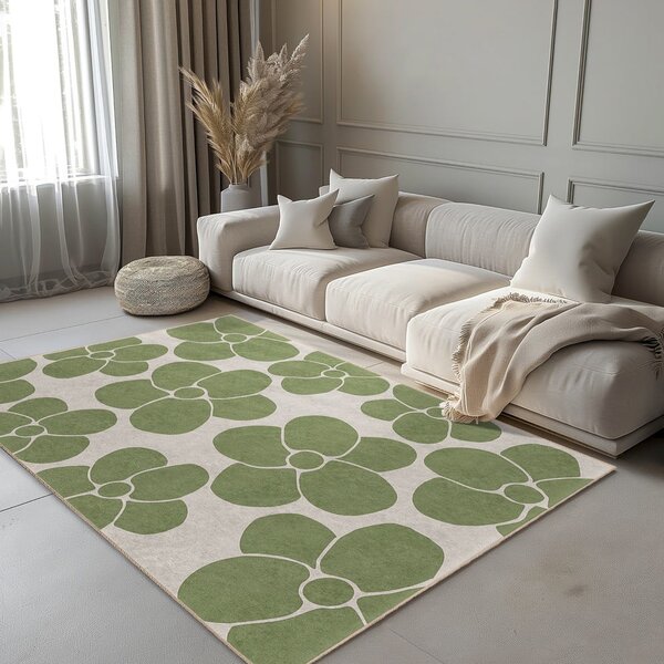Зелен килим подходящ за пране 60x100 cm Green Meadow – Mila Home