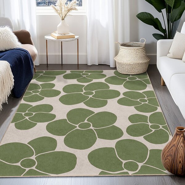 Зелен килим подходящ за пране 60x100 cm Green Meadow – Mila Home