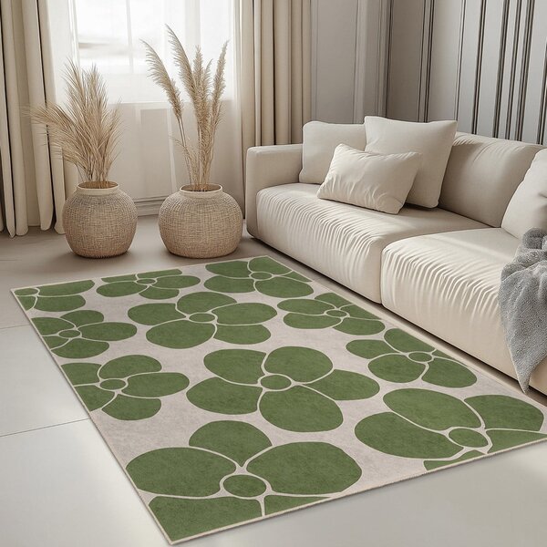 Зелен килим подходящ за пране 60x100 cm Green Meadow – Mila Home