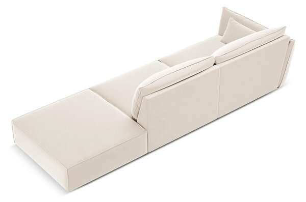 Бежов кадифен диван ляв ъгъл 264 cm Vanda – Mazzini Sofas