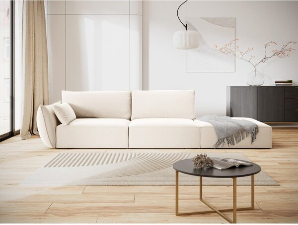 Бежов кадифен диван ляв ъгъл 264 cm Vanda – Mazzini Sofas