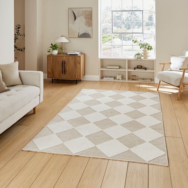 Бяло-бежов килим подходящ за пране 160x230 cm Lyna Beige&White – Think Rugs