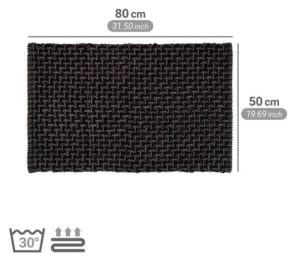 Антрацитен текстилен килим за баня 50x80 cm Ecoli – Wenko