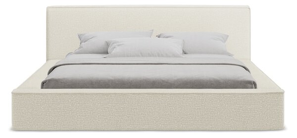 Кремаво тапицирано двойно легло с място за съхранение и решетка 160x200 cm Noho - Makamii