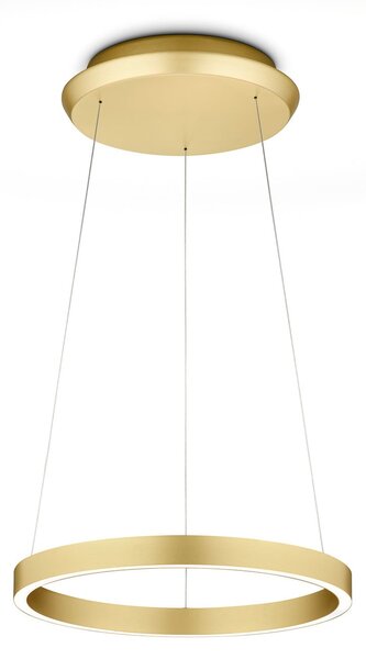 Knapstein LED висяща лампа Svea-L40, златист цвят, управление с жестове, Затъмняване, Злато / месинг, Дневна/трапезария, Алуминий, Модерен