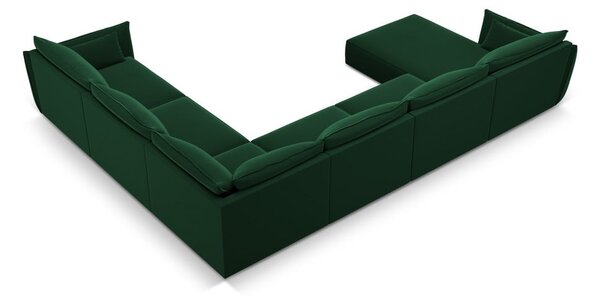 Тъмнозелен кадифен ъглов диван (десен ъгъл/U форма) Vanda – Mazzini Sofas