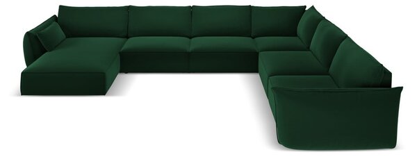 Тъмнозелен кадифен ъглов диван (десен ъгъл/U форма) Vanda – Mazzini Sofas