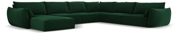 Тъмнозелен кадифен ъглов диван (десен ъгъл/U форма) Vanda – Mazzini Sofas
