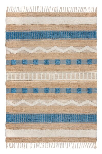 Синьо-естествен ръчно изработен килим със смес от юта 120x170 cm Medina Jute – Flair Rugs