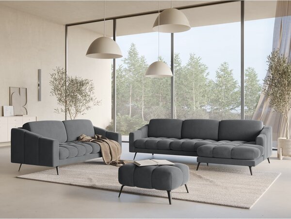 Сив кадифен диван 238 cm Nalu – Makamii