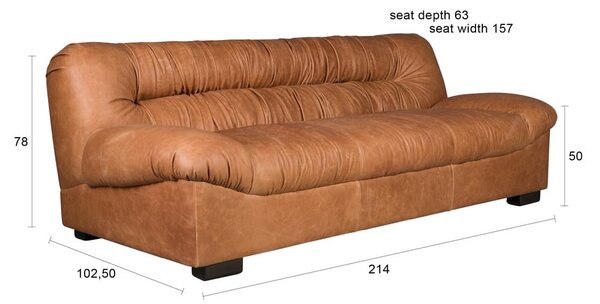 Кожен диван в цвят кафяв коняк 214 cm Douglas – Dutchbone