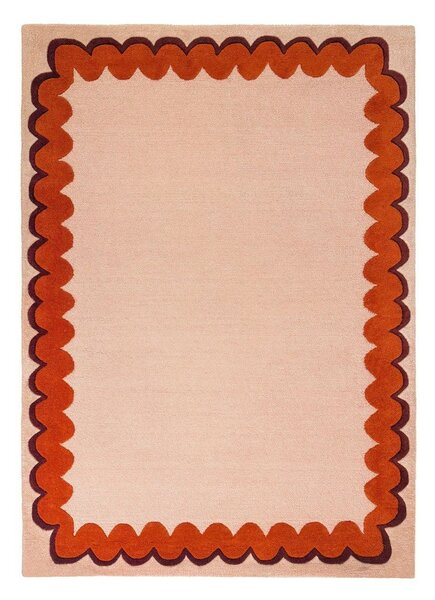 Оранжев/в естествен цвят ръчно изработен вълнен килим 140x200 cm Wiggle Wool – Flair Rugs