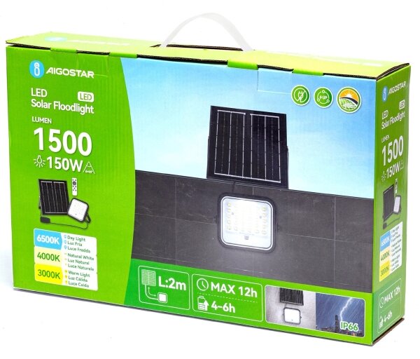 Aigostar - LED димируем соларен прожектор LED/150W/3,4V IP66 + дистанционно управление