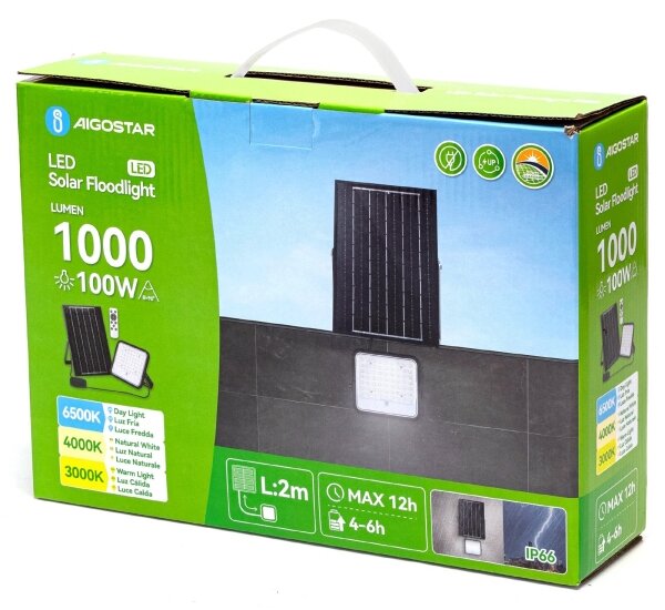 Aigostar - LED димируем соларен прожектор/100W/3,4V IP66 + ДУ